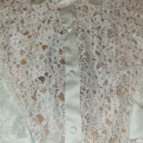 Vintage Gold Label Victoria's Secret White Lace Bridal Nightgown Shirt M/L - Picture 5 of 15